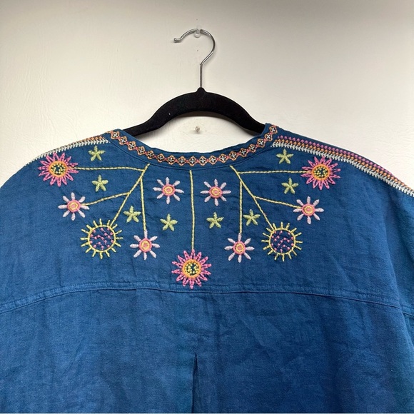 Johnny Was Biya Embroidered linen Blue Tunic dress size XL NWT - Picture 3 of 15